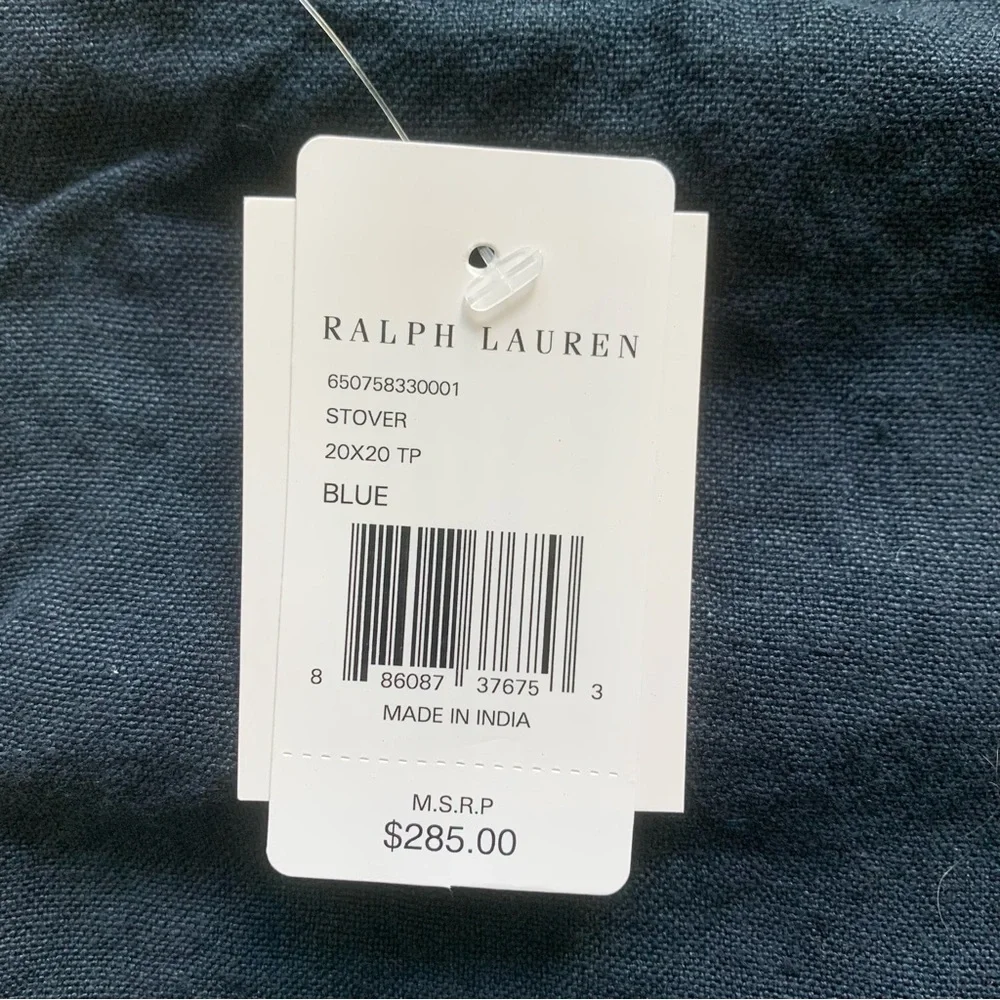 Ralph Lauren Stover Patchwork Decorative Pillow Cover Blue NWT 20 x 20